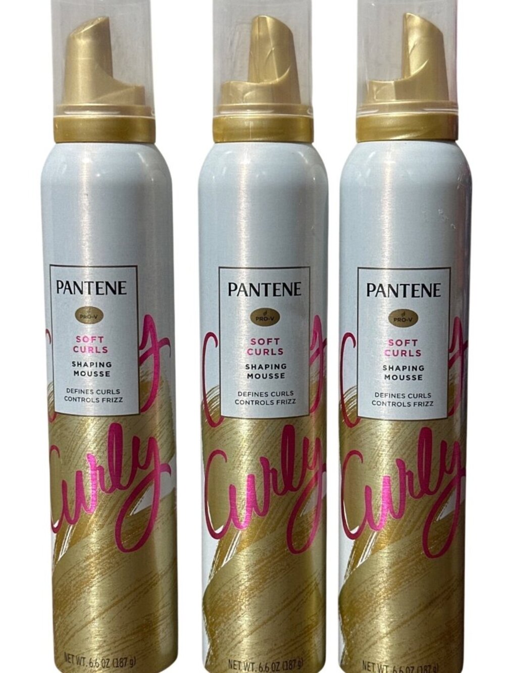 3 pk Pantene Pro-V Soft Curls Shaping Mousse 6.6 Oz Defines Curls Controls Frizz